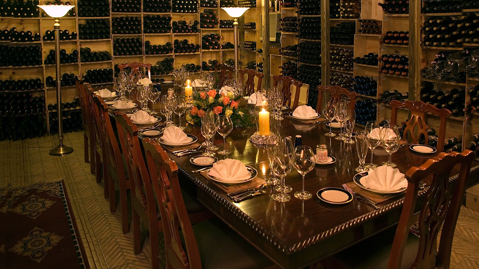 A table set in the cellar at Graycliff Restaurant